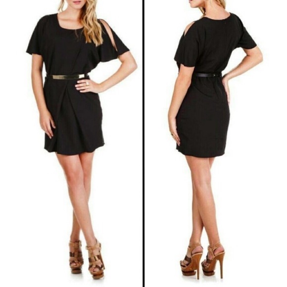 Jessica Simpson LBD Belted with Open Sleeves Sz 4 - Picture 1 of 9